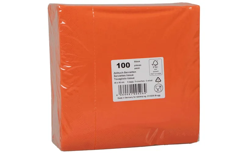 ELCO Papierservietten 40 cm x 40 cm, 100 pieces, Orange