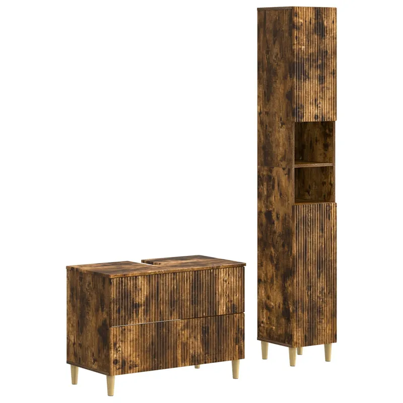 2-teiliges Badezimmer Schrank Set ARNHEM Raucheiche
