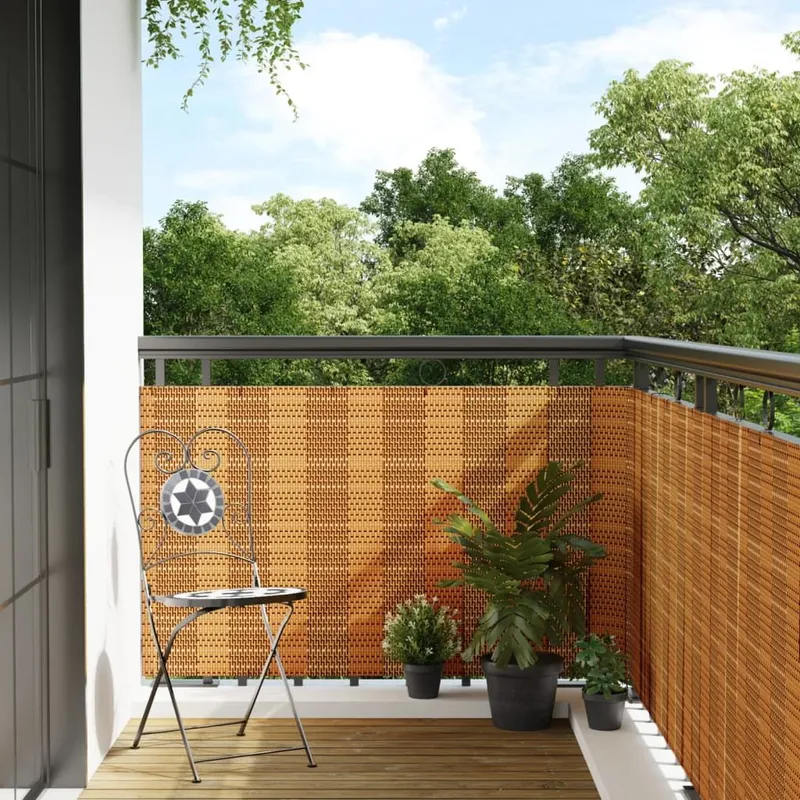 Balkon-privacy screen Hellbraun 300x100 cm Poly Rattan