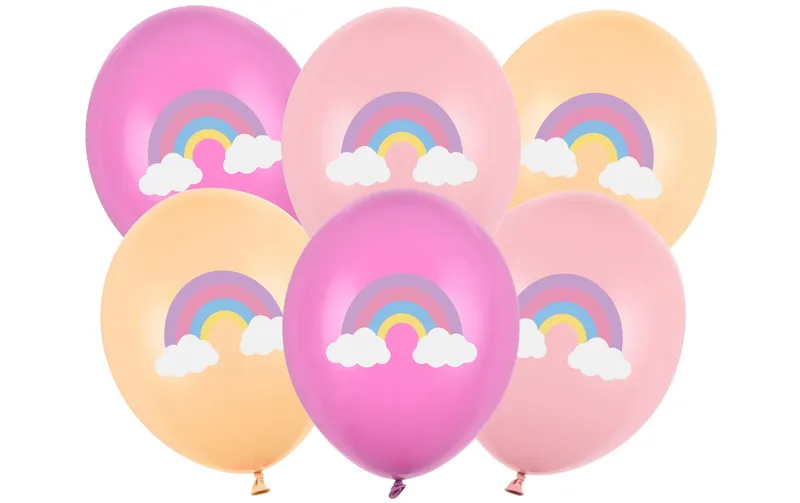 Partydeco Luftballon Regenbogen Rosa / Gelb, 6 pièces