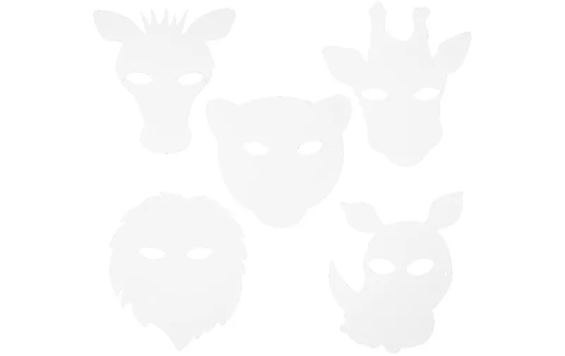 Creativ Company Partyaccessoire Masken Dschungel 16 pièces, blanc