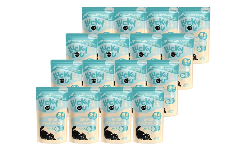 Lucky Lou Nassfutter Lifestage Kitten Geflügel & Forelle, 16 x 125 g