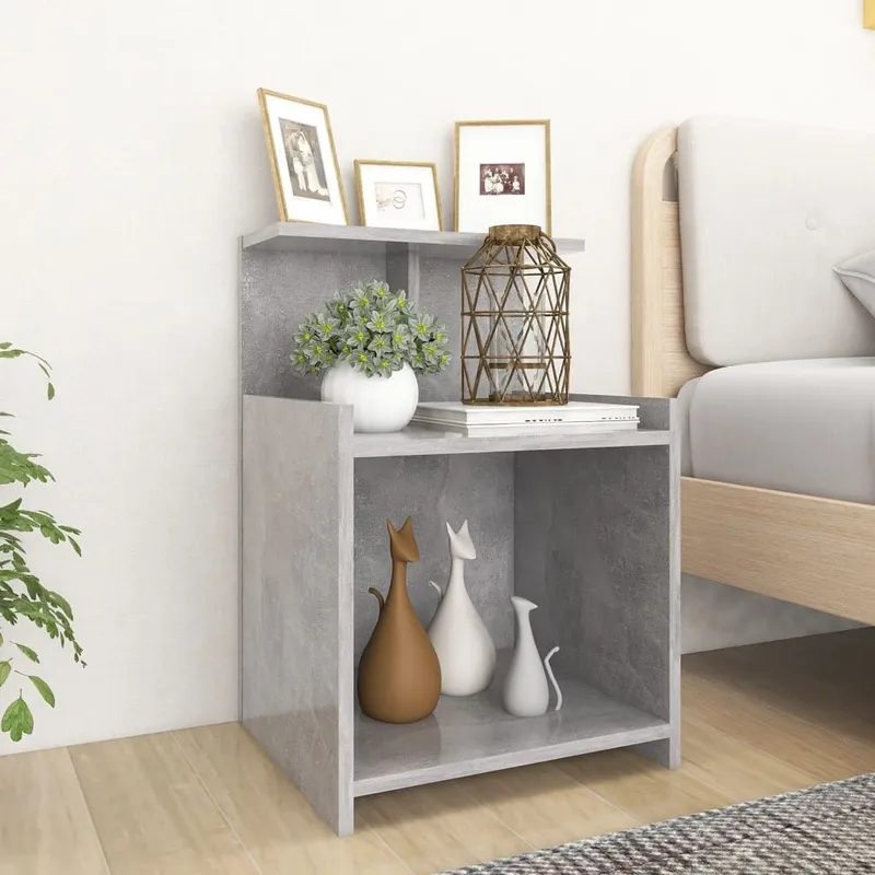 Nachttische 2 Stk. Betongrau 40x35x60 cm engineered wood