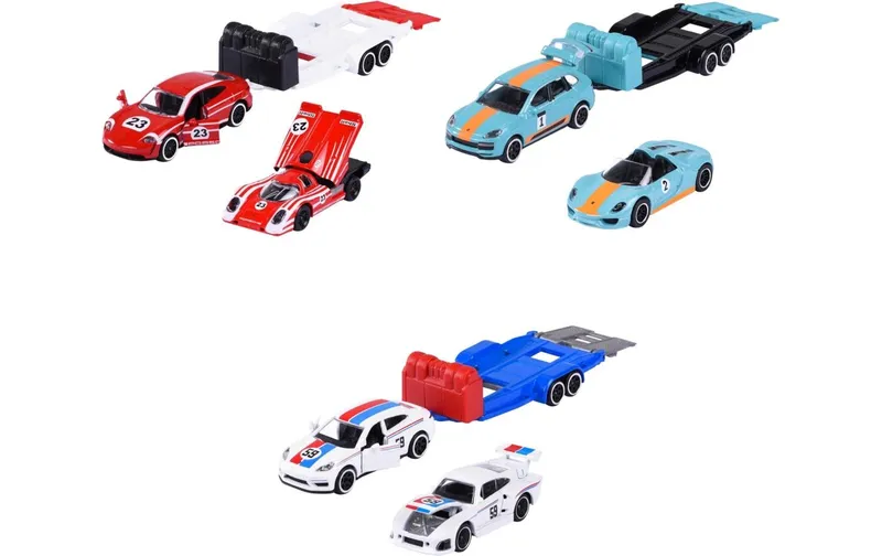 Majorette Porsche Deluxe Trailer, 3-sort. Kunsttissu multicolore