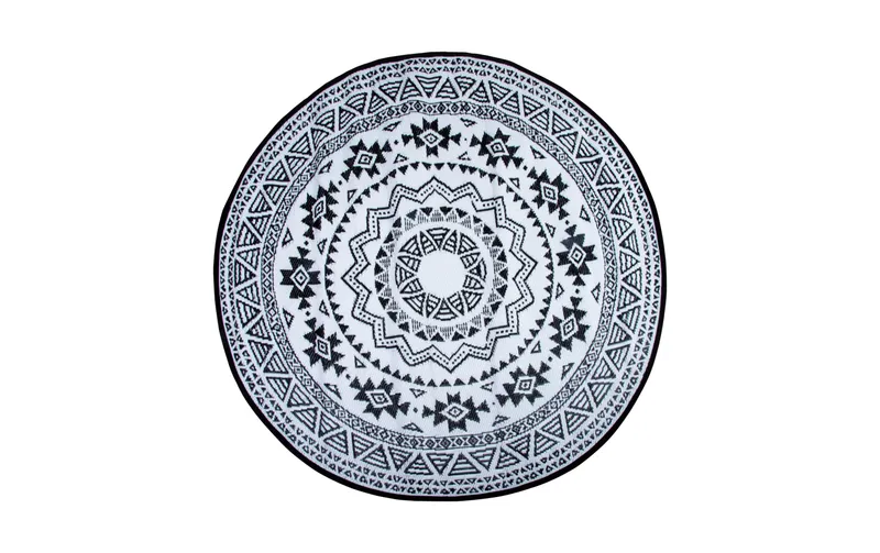 Esschert Design Teppich India Ø 180 cm x noir/blanc