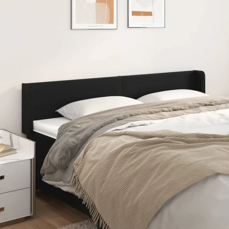 Kopfteil mit Ohren nero 203x16x78/88 cm Kunstleder