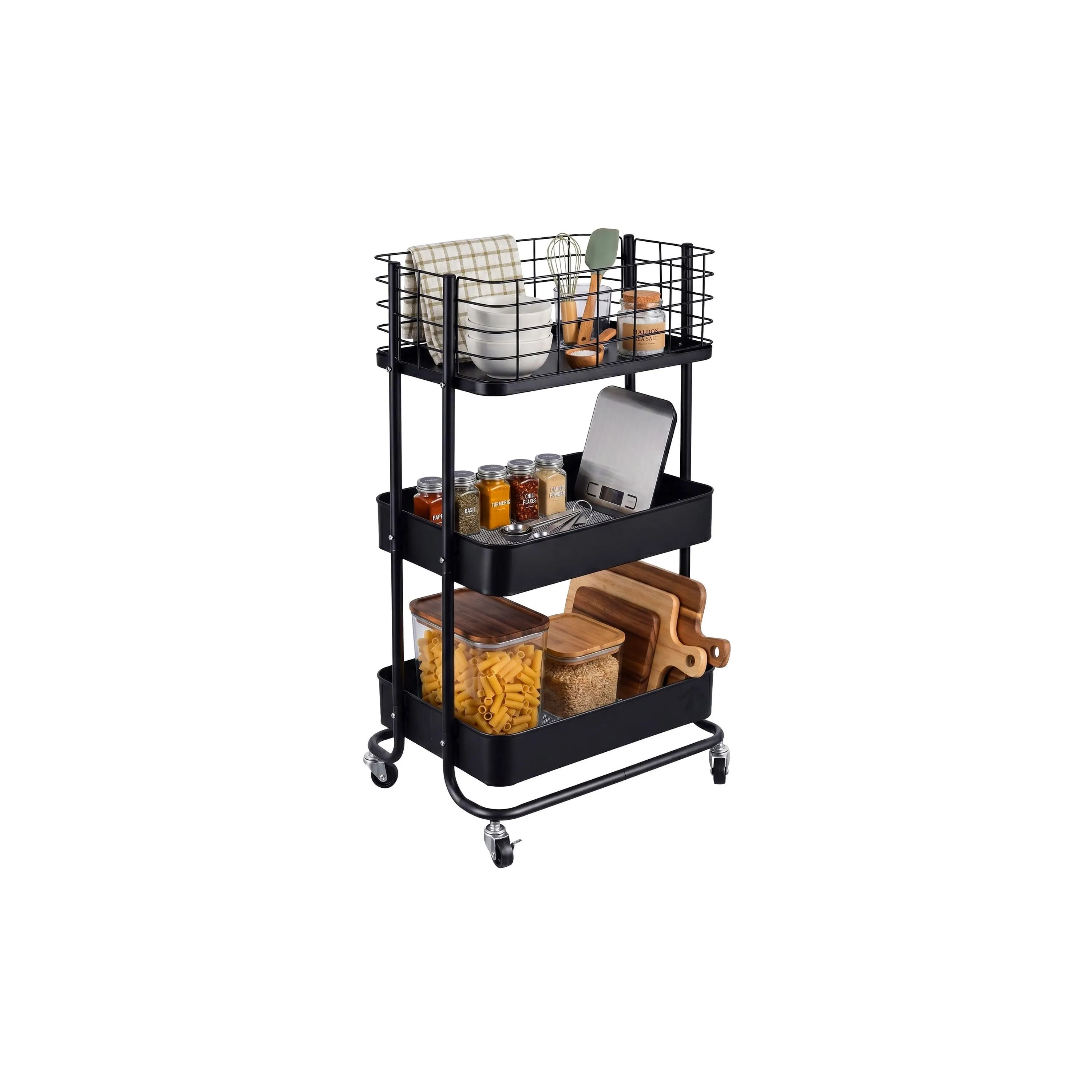 relaxdays Rollregal 45 x 77 x 34 cm, Schwarz