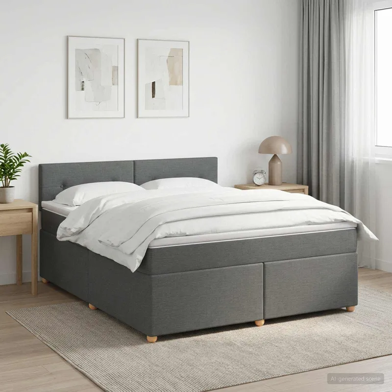 Boxspringbett mit Matratze Dunkelgrau 140 x 190 cm Stoff