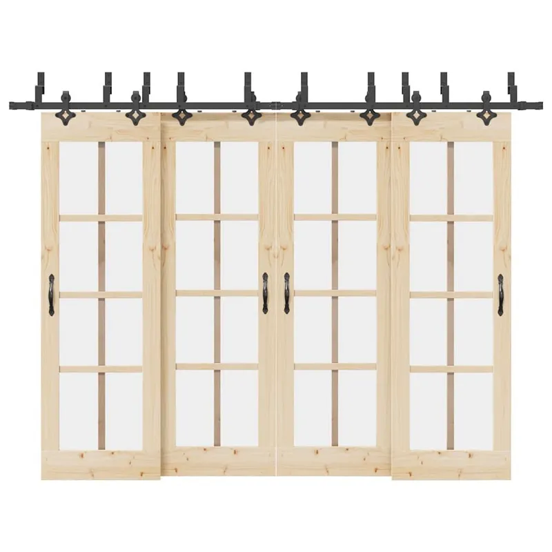 Kit de quincaillerie de porte coulissante 305 cm acier noir