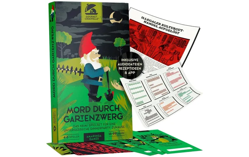 Gourmet Criminelle Partyspiel Mord durch Gartenzwerg -DE