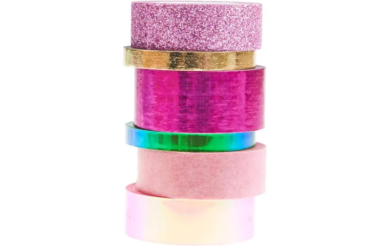 Rico Design Washi Tape 6 pieces, green/Rosa, 3/8/10 m