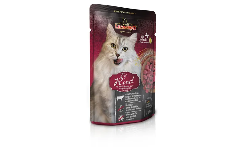 Leonardo Cat Food Nassfutter Rind Pur, 85 g