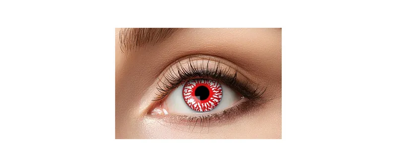 Partyartikel Drei-Monatslinsen Bloodshot, 2 pezzi, rosso / bianco