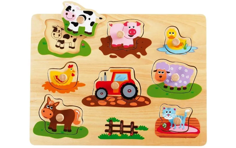 Spielba Holzspielwaren Steckspiel Tiere con Griffli