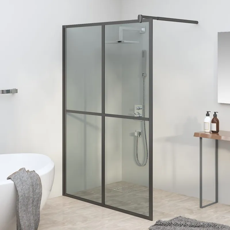 Duschwand per Walk-in Dusche 140x195 cm Dunkles Sicherheitsvetro