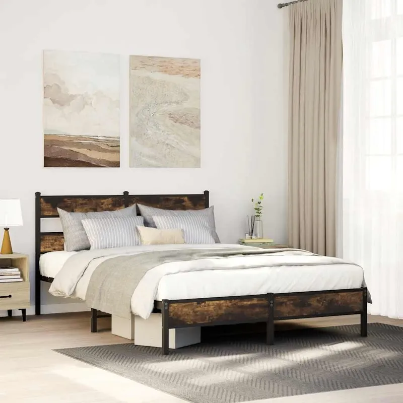 Bettgestell ohne Matratze Räuchereiche 100x200 cm derivato del legno