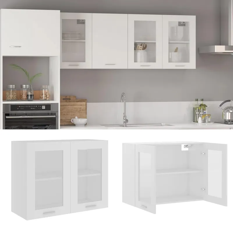 Hängeglasschrank Lyon white 80x31x60 cm engineered wood