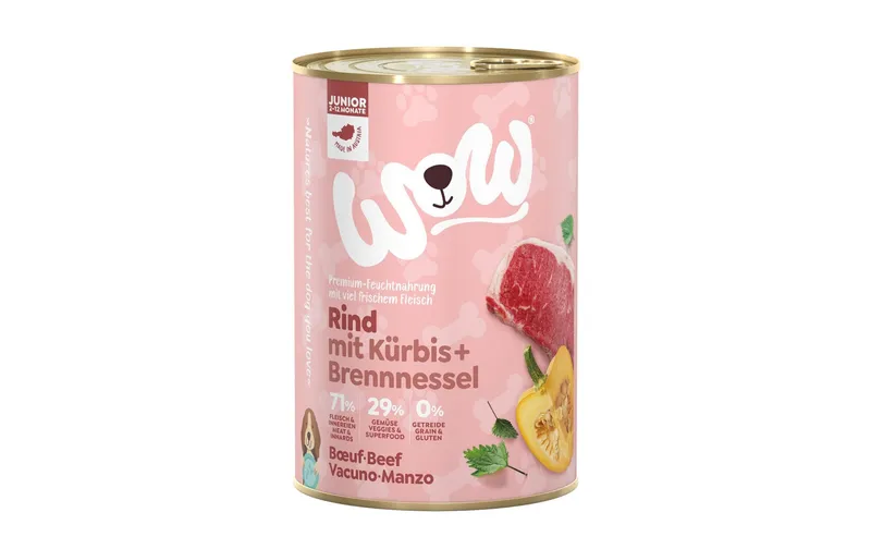 WOW Nassfutter Junior Rind, 400 g