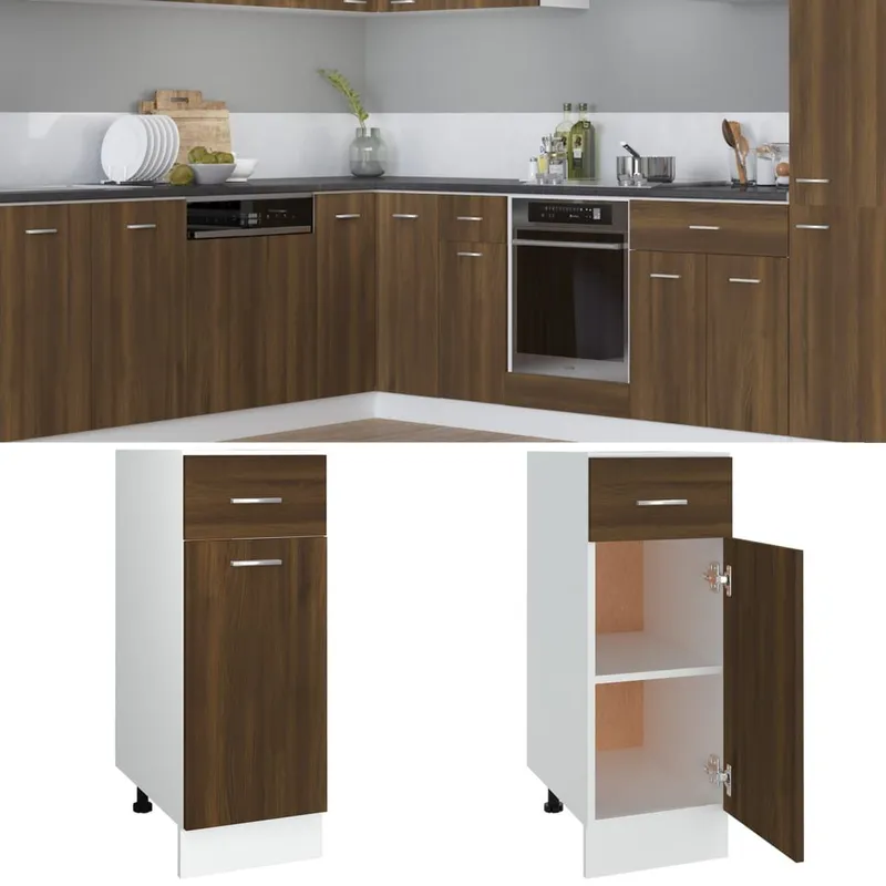 Unterschrank mit Schublade Lyon Braun Eichen-Optik 30x46x81,5 cm