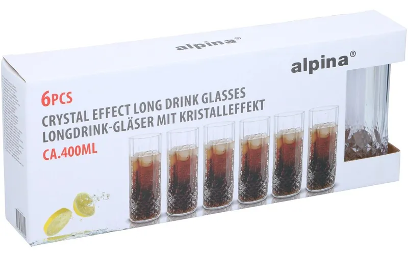 alpina Longdrinkglas 400 ml, 6 pezzi, trasparente