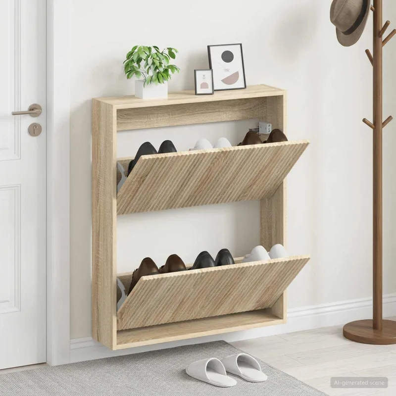 Wandmontierter Schuhschrank ARNHEM 71 x 17 x 86 cm Sonoma-Eiche