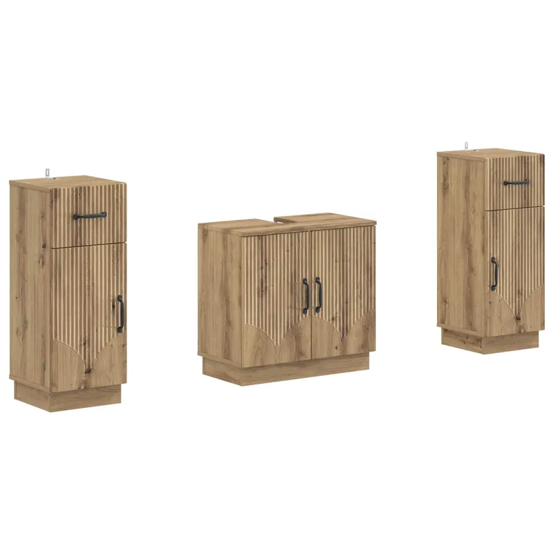 2-teiliges Badezimmer Schrank Set HOORN Artisan-Eiche
