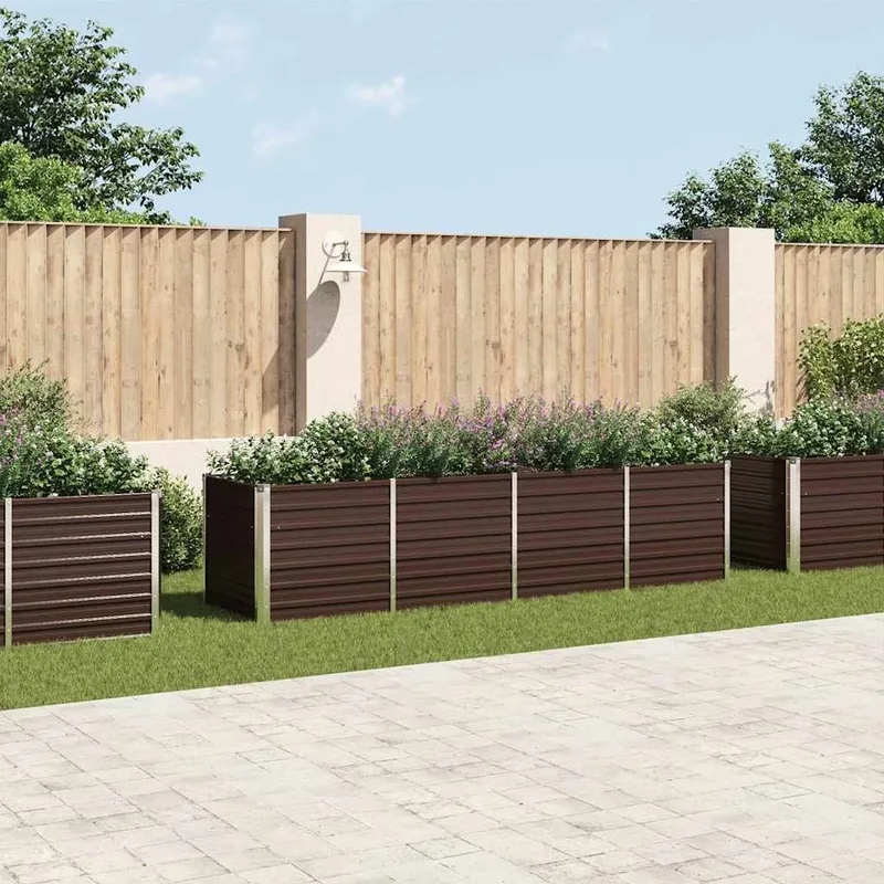 Garten-Hochbeet brown 320 x 80 x 77 cm Verzinkter Stahl