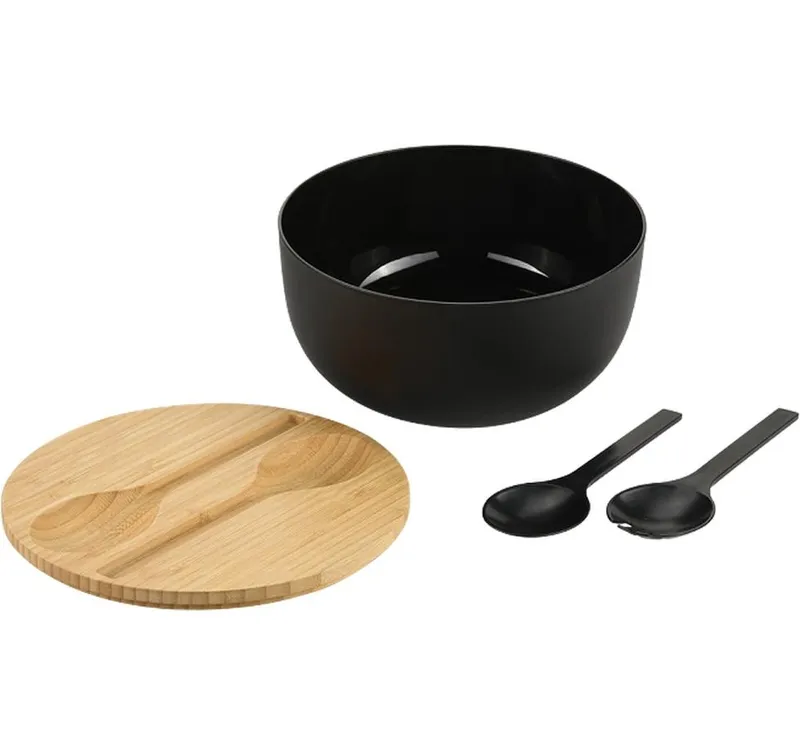 Kesper Salatschale avec couverts 24 x 13 cm, Noir