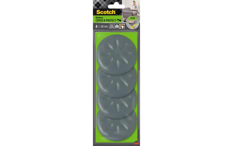Scotch Möbelgleiter Flexibal, Ø 80 mm, grey, 4er Pack