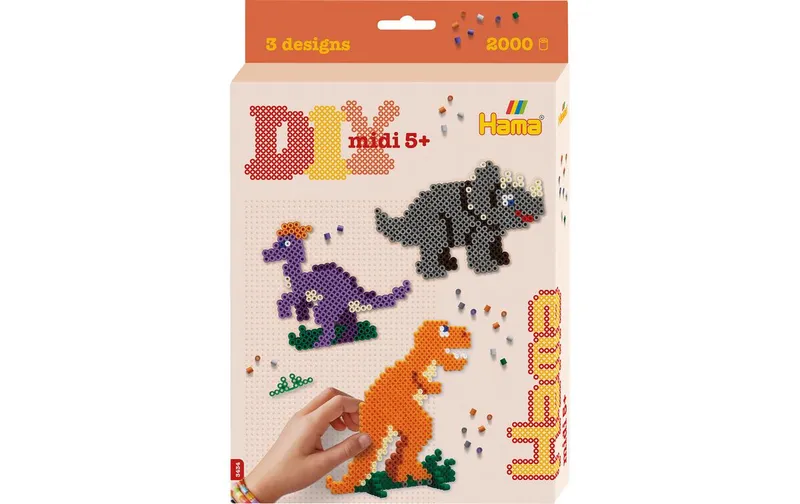 Hama Bügelperlen-Set Dino Welt, 2000 Stk. Mehrfarbig