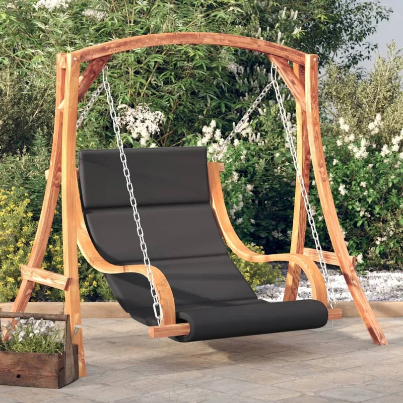 Hollywoodschaukel mit Auflage Massivholz Fichte mit Teak-Finish