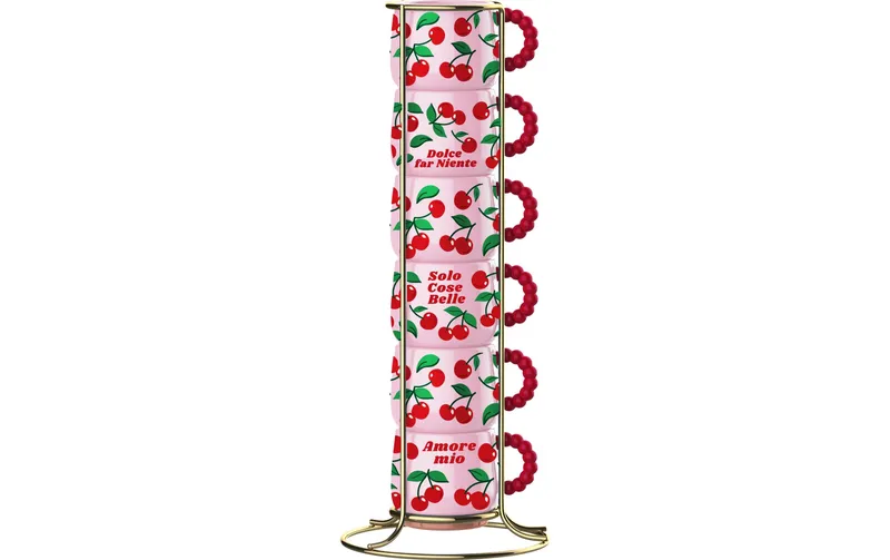 Bialetti Set de Tasses à Espresso Cerises 60 ml, Multicolore