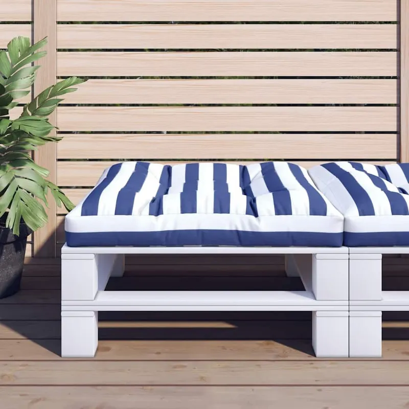 Palettenkissen blu bianco Gestreift 80x80x12 cm tessuto