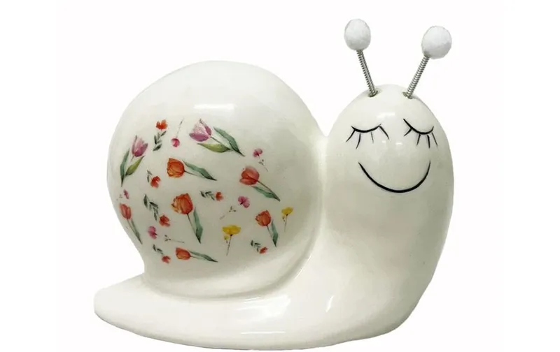 Dameco Aufsteller Schnecke mit Blumenmuster blanc, 15 x 8 x 10 cm