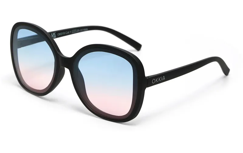 OKKIA Sonnenbrille Anna Black, Blue Pink Lens