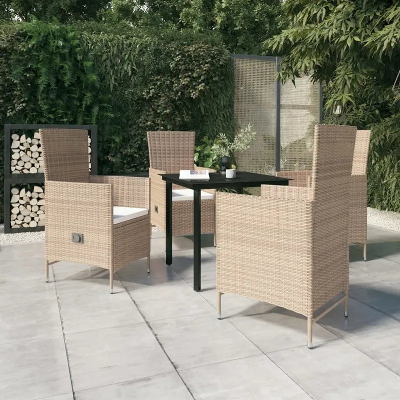 5 pz. set pranzo da giardino con cuscini beige