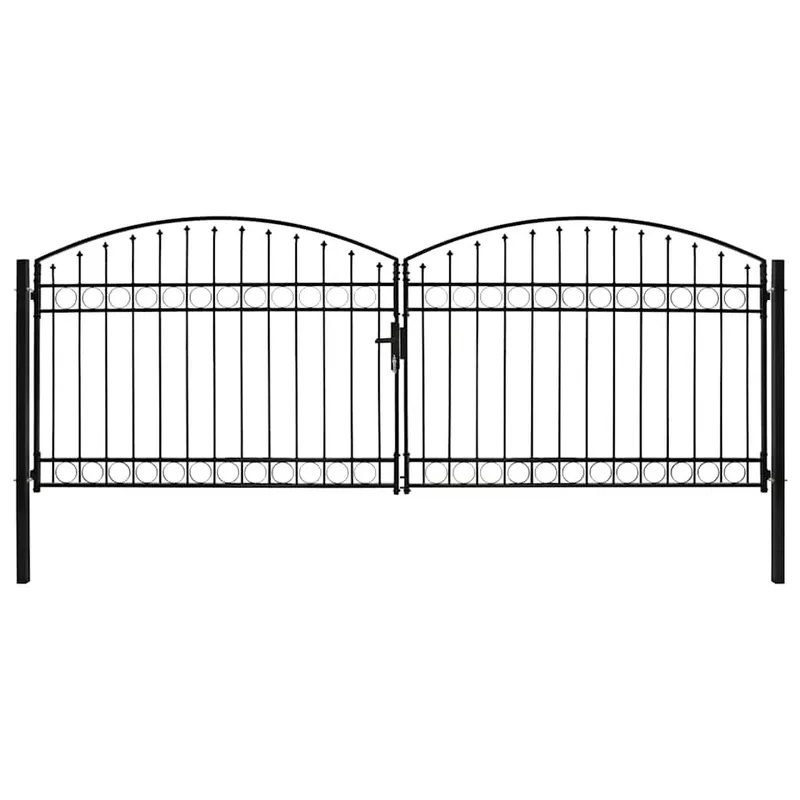 Portail de clôture ASSEN à double porte avec arc en acier 400x150 cm