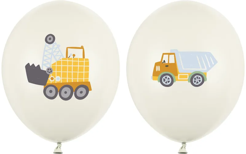 Partydeco Luftballon Baufahrzeuge 30 cm, 50 pezzi, Crème