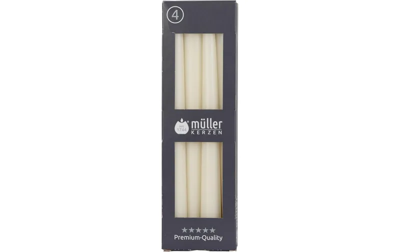 müller Kerzen Kerzenset glatt 24.5 cm x 2.2 cm, Vanille, 4 pezzi, Vanille