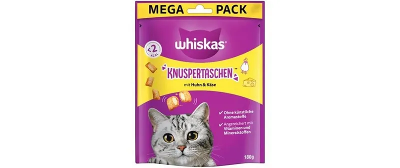 Whiskas Katzen-Snack Temptations Huhn und Käse, 180g