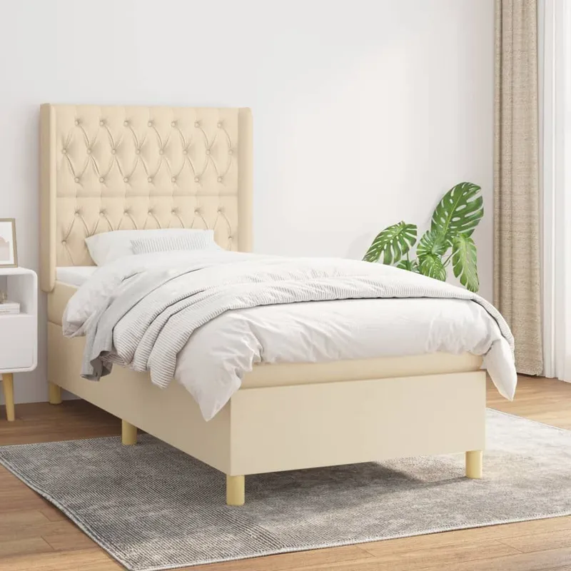 letto boxspring mit Matratze Creme 100x200 cm tessuto