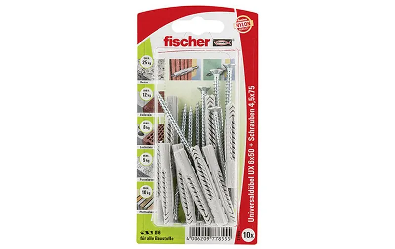 Fischer Universaldübel UX 6 x 50 S, 10 pezzi