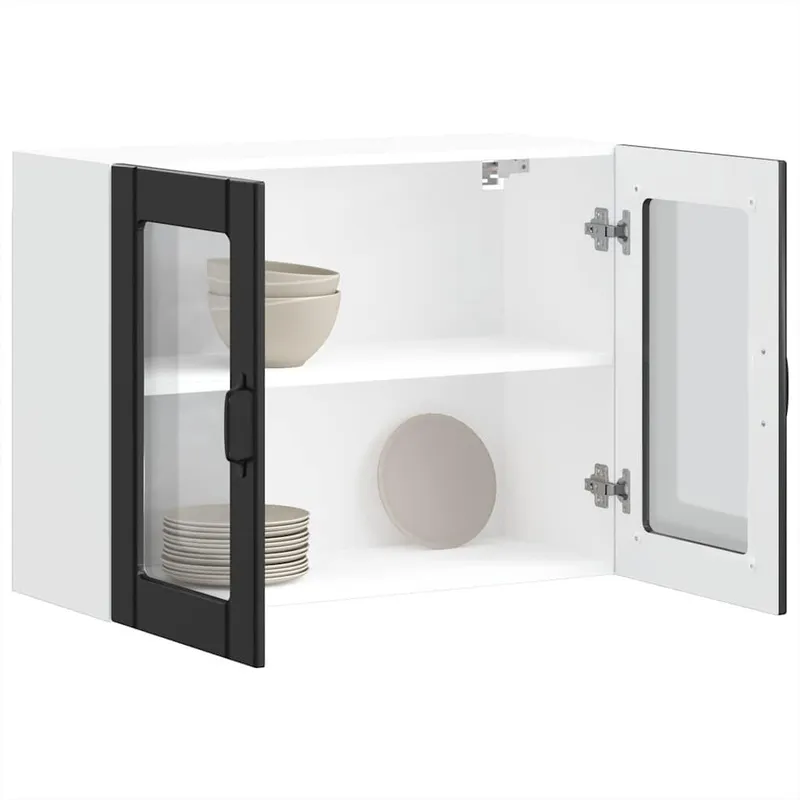 Küchen-Hängeschrank mit Glastür Lucca nero derivato del legno