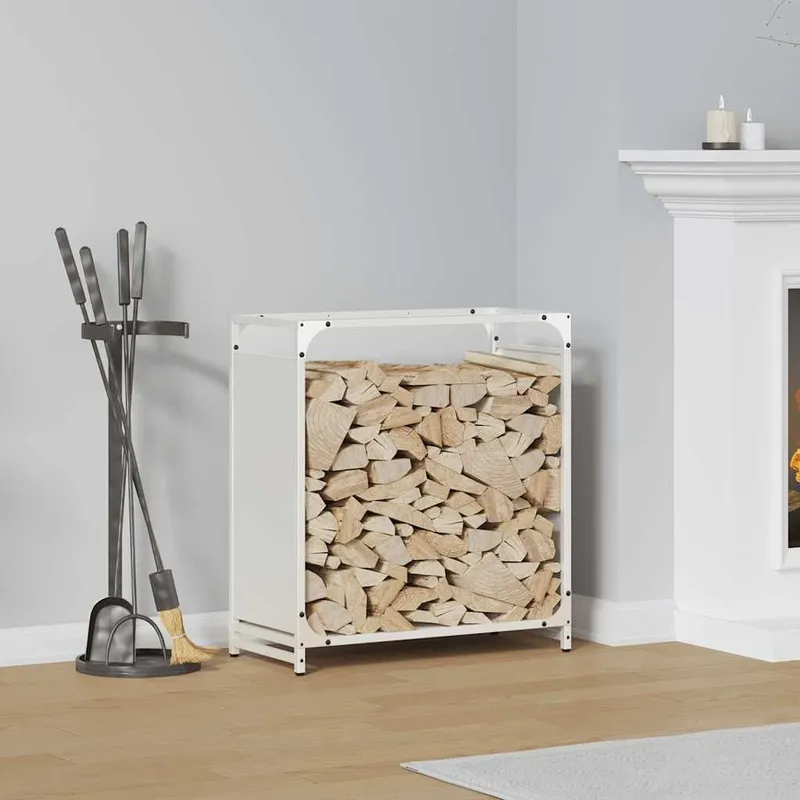 Brennholzregal bianco 60x28x65 cm Kaltgewalzter Stahl