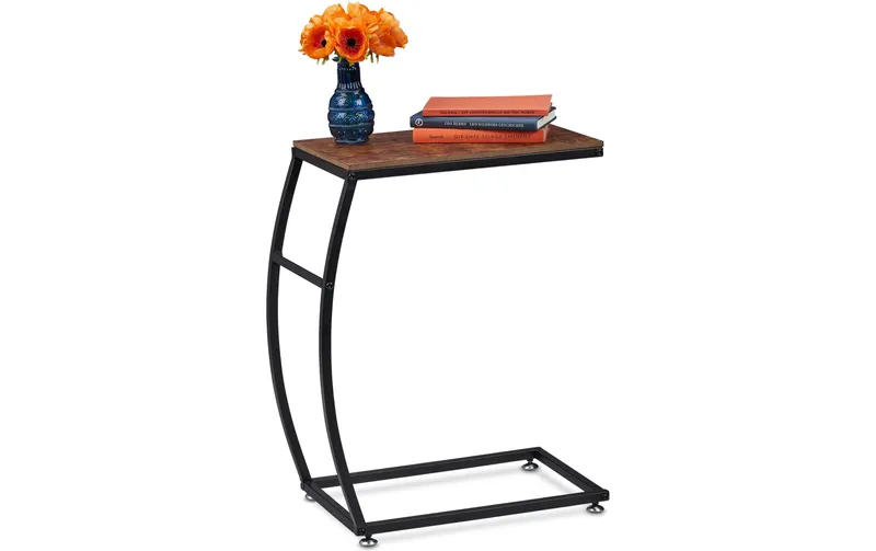 relaxdays Beistelltisch Industrial 47.5 cm x 58.5 cm, noir/brun