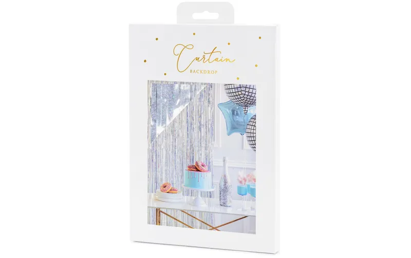 Partydeco Partyaccessoire Vorhang 90 x 250 cm, Silber/Rosa