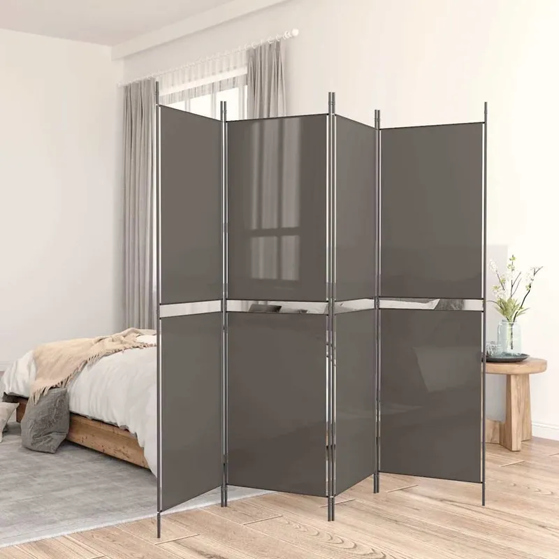 4-tlg. Paravent Anthrazit 200x220 cm Stoff