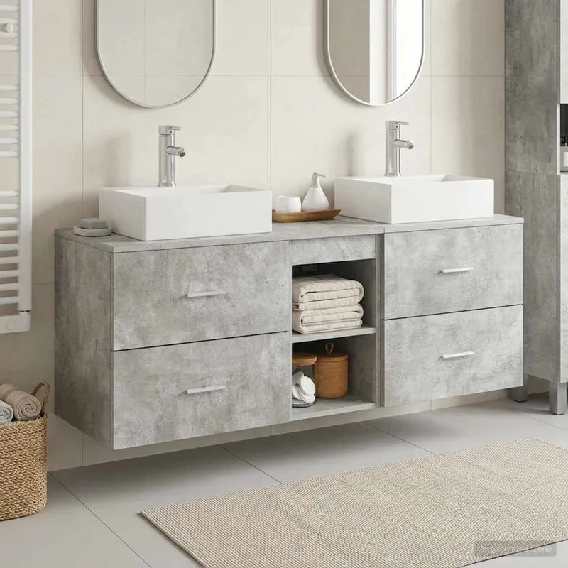 Ensemble d'armoire de salle de bain 3 pc Gris béton