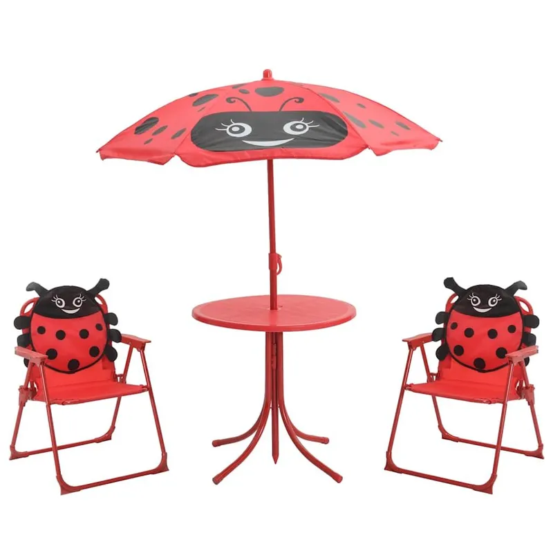 Jeu de bistro avec parasol pour enfants 3 pcs Rouge