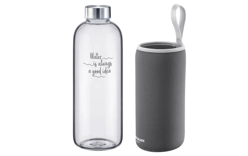 Westmark Trinkflasche Viva aus Glas 1000 ml, Anthrazit